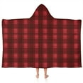 thumbnail image 1 of Red Black Checkerboard Checkered Pattern Hooded Bath Towel，50"x30" for Ages 3 To 12 Kids, Quick Dry Lightweight Soft Microfiber Hood Beach Towel Cover Up for Kids, 1 of 7