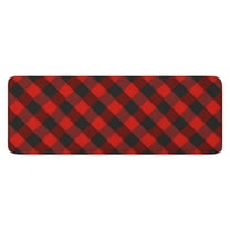 Red Black Checkerboard Checkered Pattern Kitchen Rug Mat,Kitchen Runner Rugs Non Skid Washable,Decorative Kitchen Floor Mats for Kitchen,Sink,Laundry,17"x47.2"