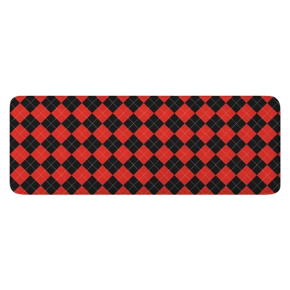 Red Black Checkerboard Checkered Pattern Kitchen Rug Mat,Kitchen Runner Rugs Non Skid Washable,Decorative Kitchen Floor Mats for Kitchen,Sink,Laundry,17"x47.2"