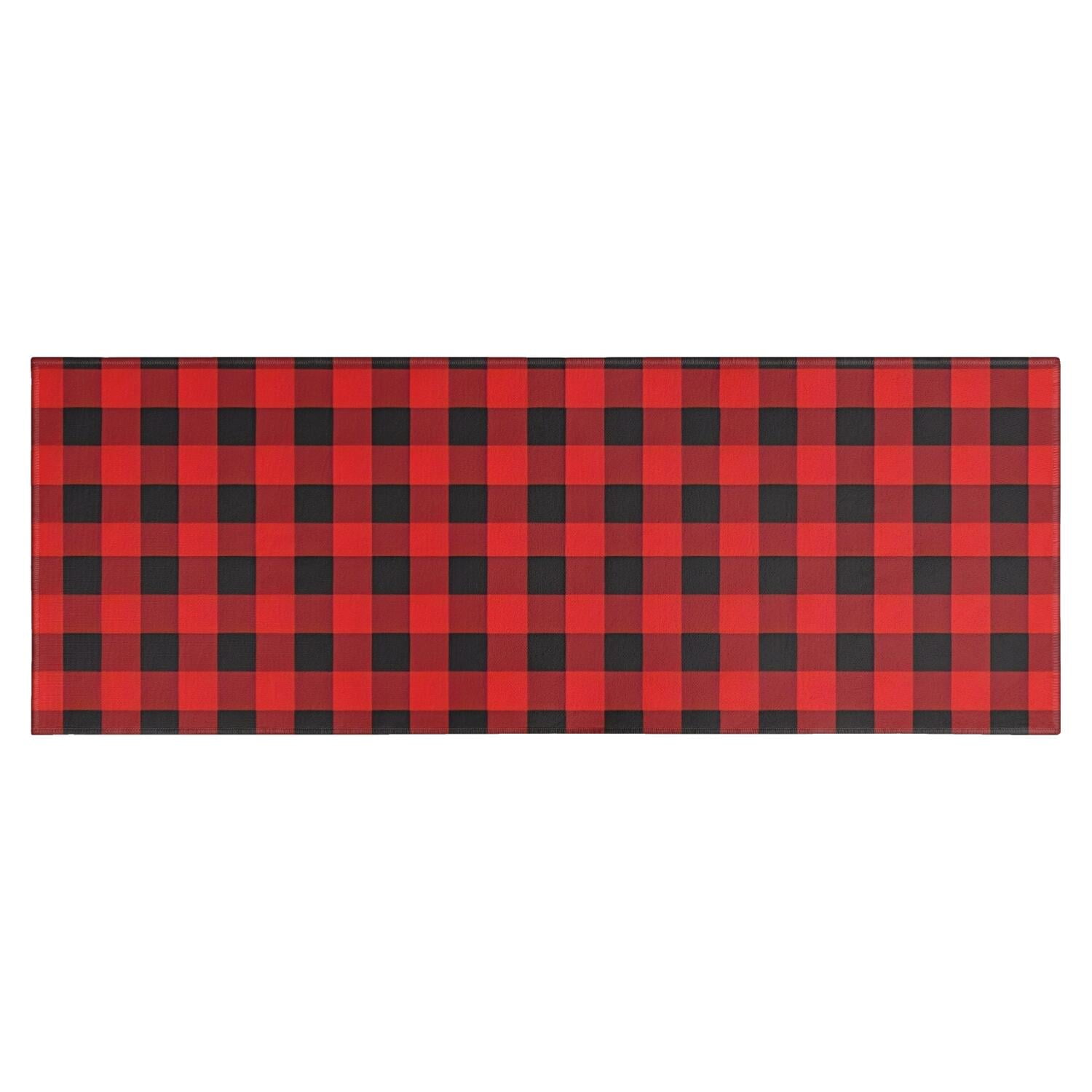 Red Black Checkerboard Checkered Pattern Kitchen Rug Mat,Kitchen Runner ...