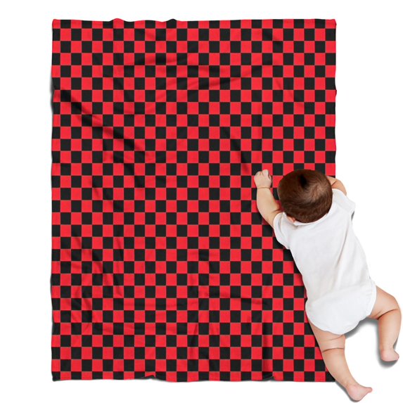 Red and Black Checkerboard Pattern Blanket,Comfortable Soft Flannel Throw Blanket,All Season,Warm Lightweight Blankets for Sofa Bed Couch Living Room Chair,30"x40"