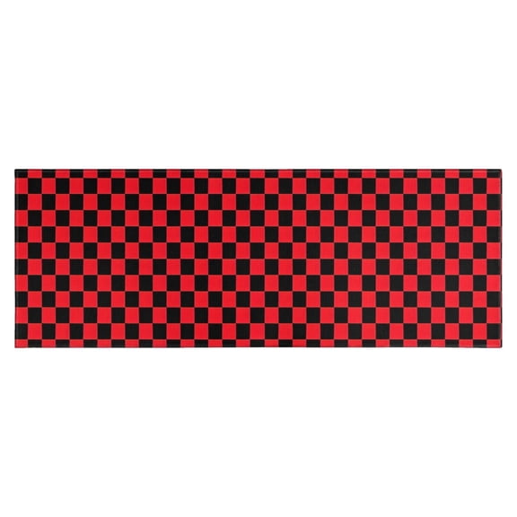 Red and Black Checkerboard Pattern Kitchen Rug Mat,Kitchen Runner Rugs Non Skid Washable,Decorative Kitchen Floor Mats for Kitchen,Sink,Laundry,17"X47"