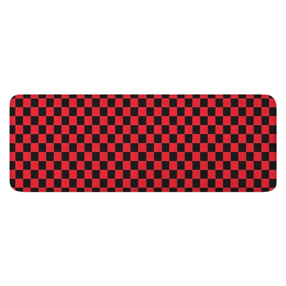 Red and Black Checkerboard Pattern Kitchen Rug Mat,Kitchen Runner Rugs Non Skid Washable,Decorative Kitchen Floor Mats for Kitchen,Sink,Laundry,17"x47.2"