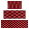 thumbnail image 1 of Red and Black Checkerboard Pattern Kitchen Rugs Sets Of 3,Kitchen Runner Rugs Non Skid Washable,Decorative Kitchen Floor Mats for Kitchen,Sink,Laundry,17"x30"+ 17"x47" + 17"x59", 1 of 6