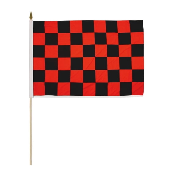 Red & Black Checkered 12x18in Stick Flag