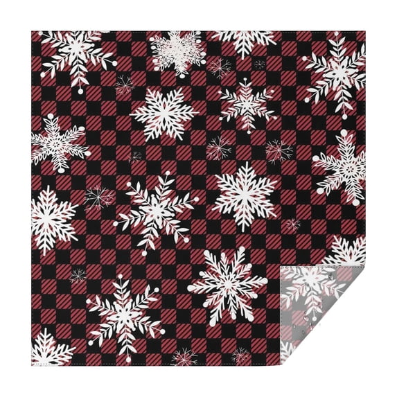 Red and Black Checkered Christmas Snowflake Pattern Square Tablecloth,Waterproof Square Table Cover,Wipeable Spillproof Washable Table Cover for Home Kitchen Party Decor 52"x52"(132x132cm)