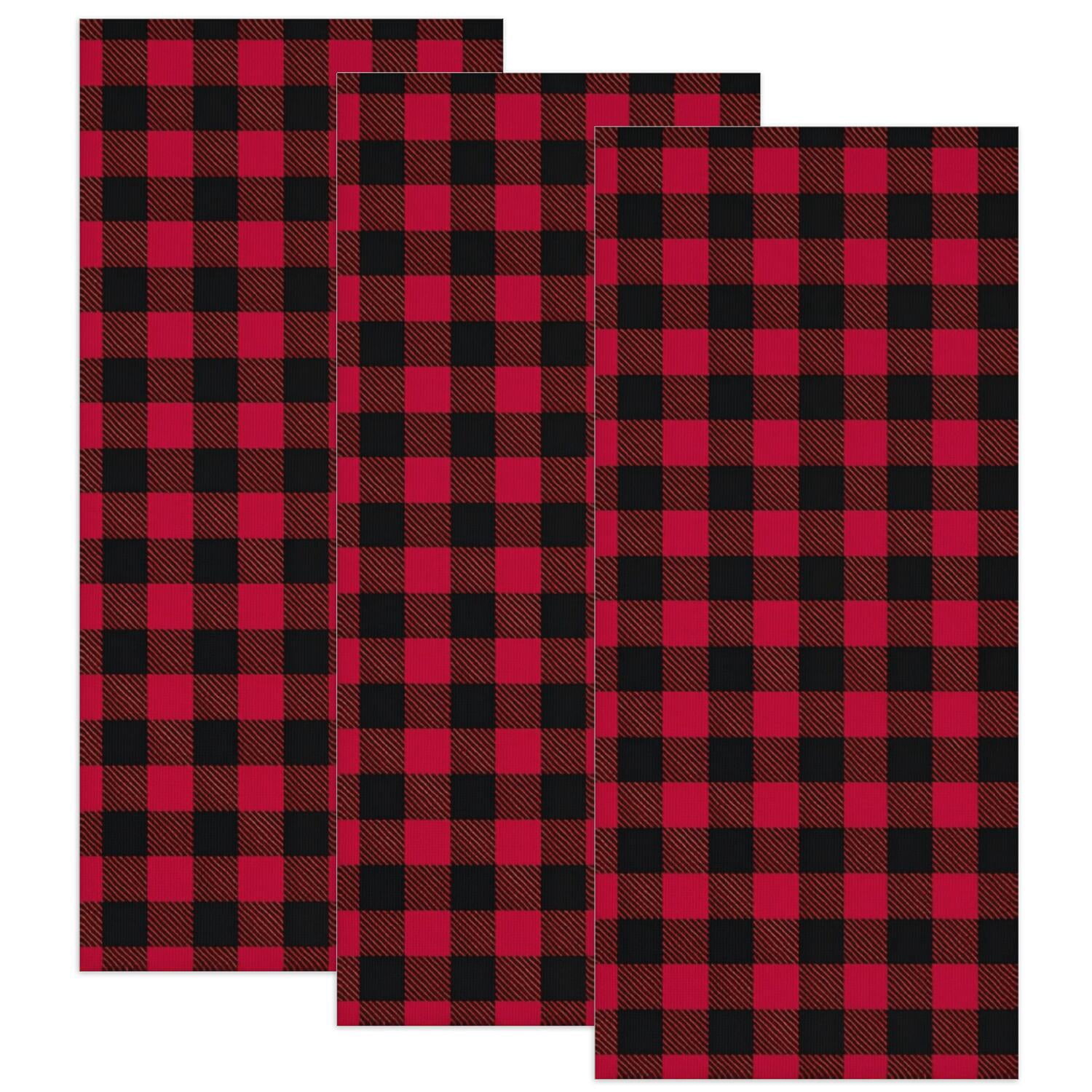 Red and Black Checkered Pattern 3 Pack Microfiber Multipurpose Towels ...