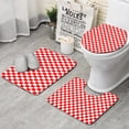 thumbnail image 1 of Red and Black Checkered Pattern Bathroom Rugs Sets 3 Piece,Toilet Cover Set,Absorbent Non Slip Bathroom Mats Sets with U-Shaped Contour Rug Toilet Rug Set, 1 of 5