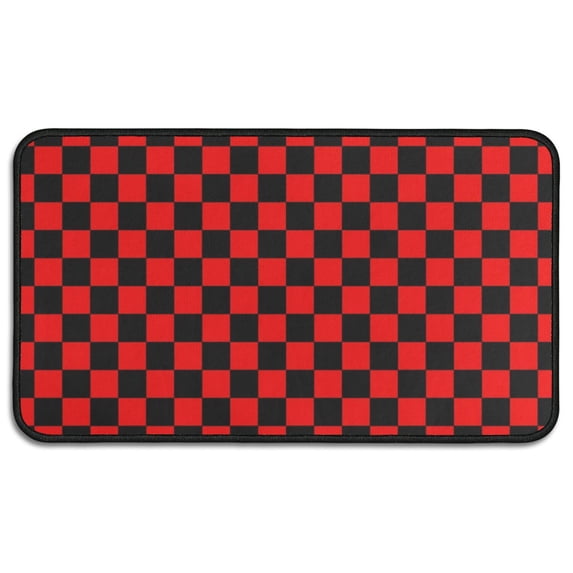 Red and Black Checkered Pattern Door Rugs,Washable Non Slip Door Mats Indoor,Decorative Door Mats,Entry Mat Indoor for Entrance,Bedroom,Kitchen,Bathroom,30"x17"