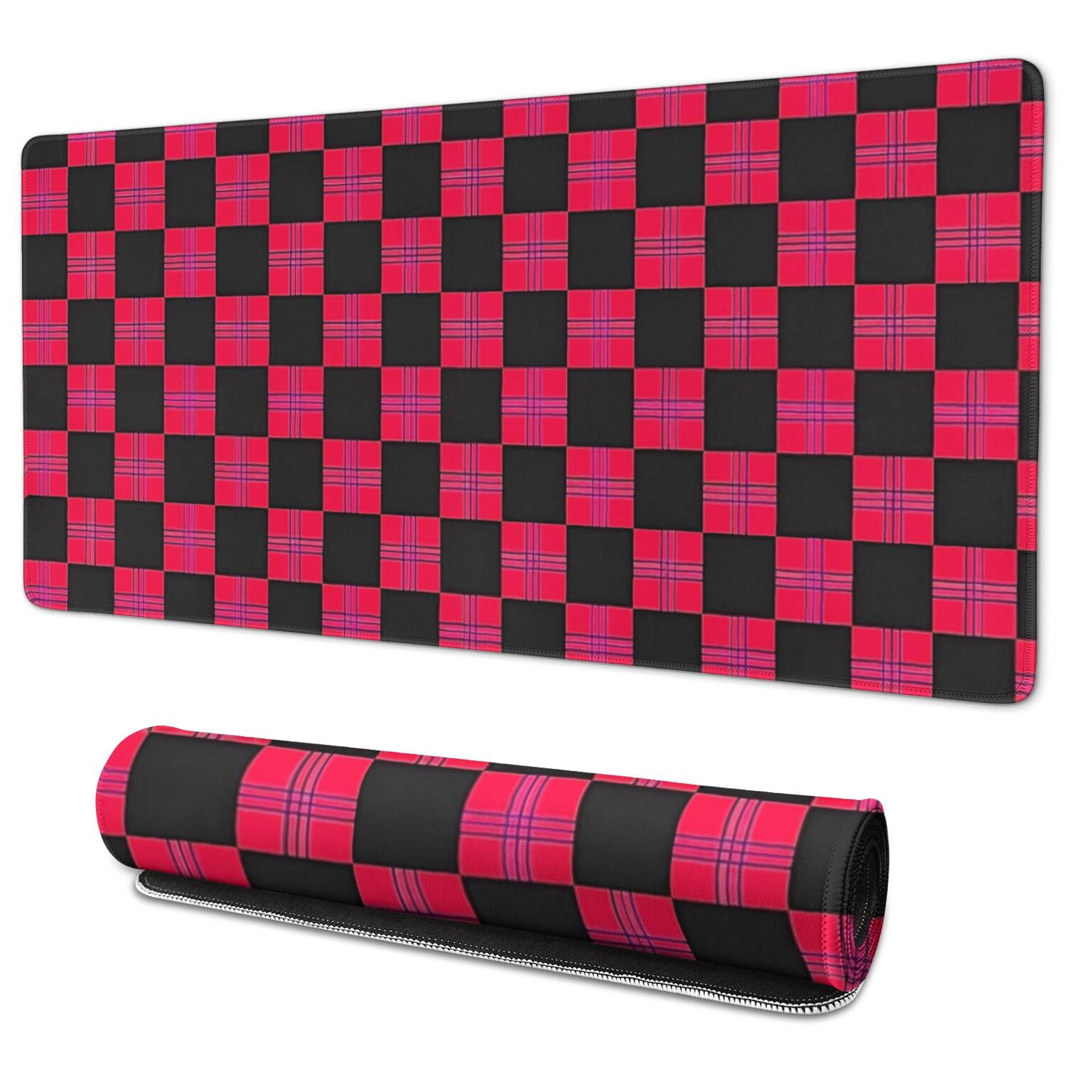 Red and Black Checkered Pattern Extended Large Mouse Pad, Gaming Desk ...