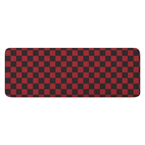 Red Black Checkered Pattern Kitchen Rug Mat,Kitchen Runner Rugs Non Skid Washable,Decorative Kitchen Floor Mats for Kitchen,Sink,Laundry,17"x47.2"