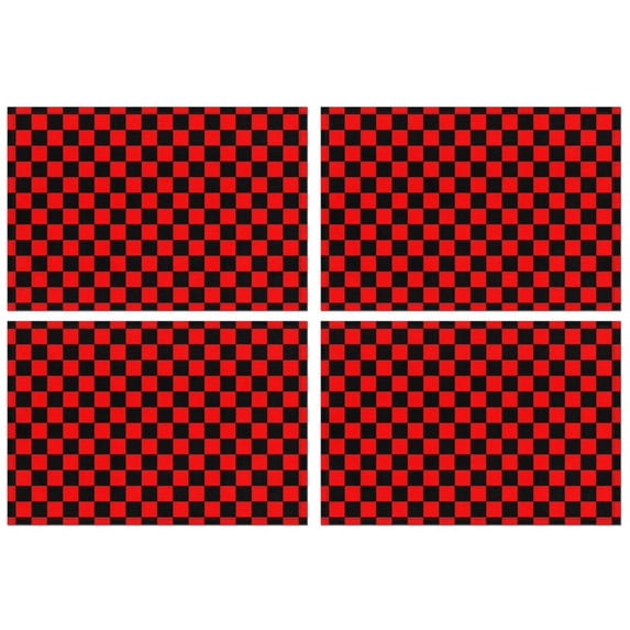 Red and Black Checkered Pattern Summer Placemats Table Placemats Set Of 4-Linen Kitchen Washable Placemats Table Mats 11.8"x17.7" Non-Slip Heat Resistant