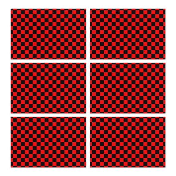 Red and Black Checkered Pattern Summer Placemats Table Placemats Set Of 6-Linen Kitchen Washable Placemats Table Mats 11.8"x17.7" Non-Slip Heat Resistant