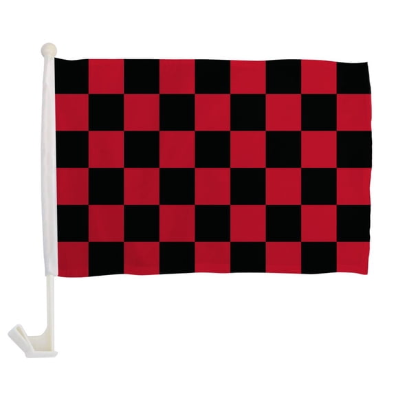 Red & Black Checkered Single-Sided Car Flag