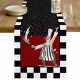 thumbnail image 1 of Red Black Chef Table Runner 90 Inches Long Farmhouse Dress Scarves, Cartoon Cute Watercolor Cooking Checkered Dining Tablerunner for Coffee Table/Kitchen Island/Party Décor, 13" x 90", 1 of 8