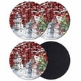 thumbnail image 1 of Red Black Christmas Coasters Set of 4, Absorbent Coasters for Drinks, Xmas Winter Snowman Snowflakes Trees Coaster for Desk Coffee Table Protection, Home Decor House Warming Gifts 4", 1 of 8