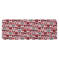 Red and Black Christmas Love Pattern Kitchen Rug Mat,Kitchen Runner Rugs Non Skid Washable,Decorative Kitchen Floor Mats for Kitchen,Sink,Laundry,17"x47.2"