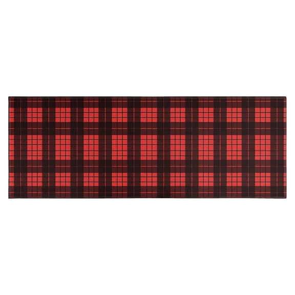 Red and Black Christmas Plaid Pattern Kitchen Rug Mat,Kitchen Runner Rugs Non Skid Washable,Decorative Kitchen Floor Mats for Kitchen,Sink,Laundry,17"X47"