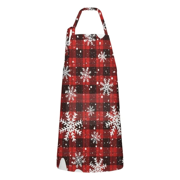 Red and Black Christmas Snowflake Apron-Garden Aprons for Women with Pockets-Cotton Linen Waterproof Kitchen Cooking Gardening Aprons Adjustable for Kitchen,Cooking,BBQ and Salon 32"x27"