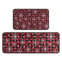 Red and Black Christmas Snowflake Pattern Kitchen Rugs Sets Of 2,Anti Fatigue Kitchen Mat Rugs Non Slip Washable,Decorative Kitchen Floor Mats for Kitchen,Sink,Laundry,17"X30" 17"X47"