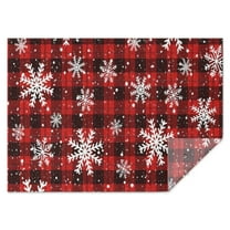 Red and Black Christmas Snowflake Pattern Rectangle Tablecloth 60"x84",Waterproof Polyester Rectangle Table Cloth, Wipeable Spillproof Polyester Tablecloth for Dining, Camping, Indoor and Outdoor
