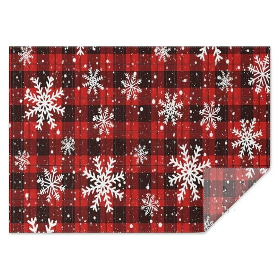 Red and Black Christmas Snowflake Pattern Rectangle Tablecloth 60"x84",Waterproof Polyester Rectangle Table Cloth, Wipeable Spillproof Polyester Tablecloth for Dining, Camping, Indoor and Outdoor