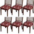 thumbnail image 1 of Red and Black Christmas Snowflake Seat Covers for Dining Room Chairs Set Of 6,Stretch Printed Washable Chair Seat Cover with Elastic Ties and Button,Removable Waterproof Couch Cushion Covers, 1 of 6