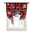 thumbnail image 1 of Red Black Christmas Tie Up Curtains for Window, Xmas Snowman Birds Snowflake Thermal Insulted Balloon Shade Adjustable Rod Pocket Curtains Valance Panels for Kitchen Bathroom Café 42 x 63, 1 of 7