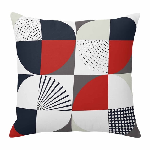 Red Black Circular Throw Pillow Cover Medieval Cotton Linen Cushion Cover Throw Pillow Case with Invisible Zipper for Couch Sofa Bed Chair Car 26x26 Inch