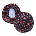 thumbnail image 1 of Red Black Cloud Large Bonnet - Silky Design Satin Bonnet With Elastic Soft Bands (Black Red Bonnet), 1 of 8