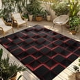 thumbnail image 1 of Red Black Cubes Outdoor Rug for Patio/Deck/Porch, Non-Slip Large Area Rug 3 x 5 Ft, Modern Geometric Abstract Art Indoor Outdoor Rugs Washable Area Rugs, Reversible Camping Rug Carpet Runner, 1 of 8