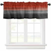 Red Black Curtain Valance for Windows/Kitchen/Living Room/Bedroom, Vintage Farmhouse Gradient Wood Grain Rod Pocket Window Treatment Short Drape Topper Small Tier Cafe Curtains Panel 54X18