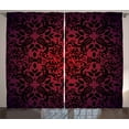 thumbnail image 1 of Ambesonne Abstract Curtains 2 Panel Set, Orient Flowers Leaves Art, 108" x 84", Vermilion and Black, 1 of 2