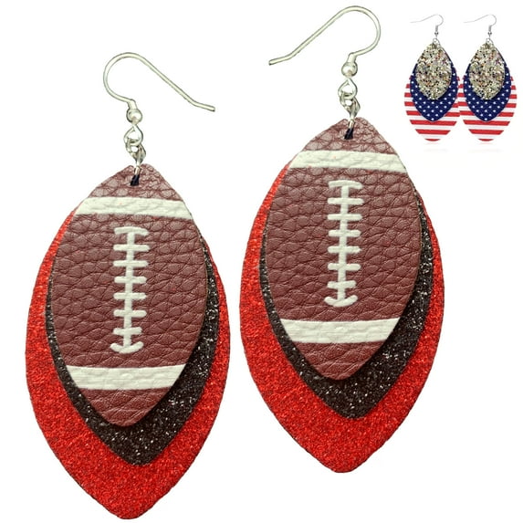 Mall of Style - Red & Black Earrings for Women - Football Jewelry (Red & Black)