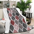 thumbnail image 1 of Red and Black Ethnic Geometric Pattern Blanket,Comfortable Soft Lamb Wool Throw Blanket,All Season,Warm Lightweight Blankets for Sofa Bed Couch Living Room Chair,50"x60", 1 of 4