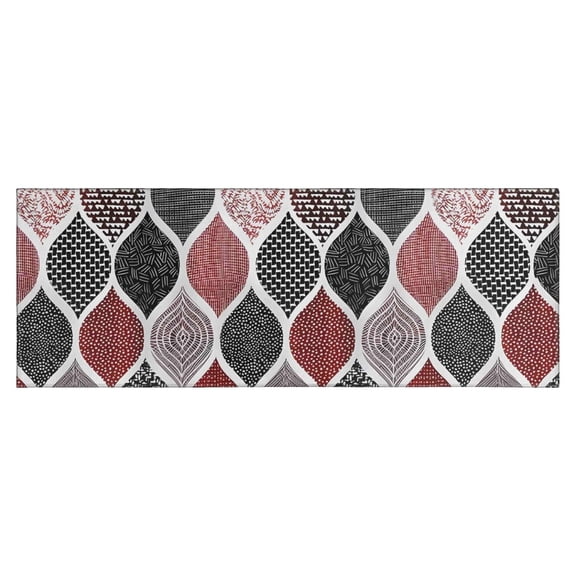 Red and Black Ethnic Geometric Pattern Kitchen Rug Mat,Kitchen Runner Rugs Non Skid Washable,Decorative Kitchen Floor Mats for Kitchen,Sink,Laundry,17"X47"