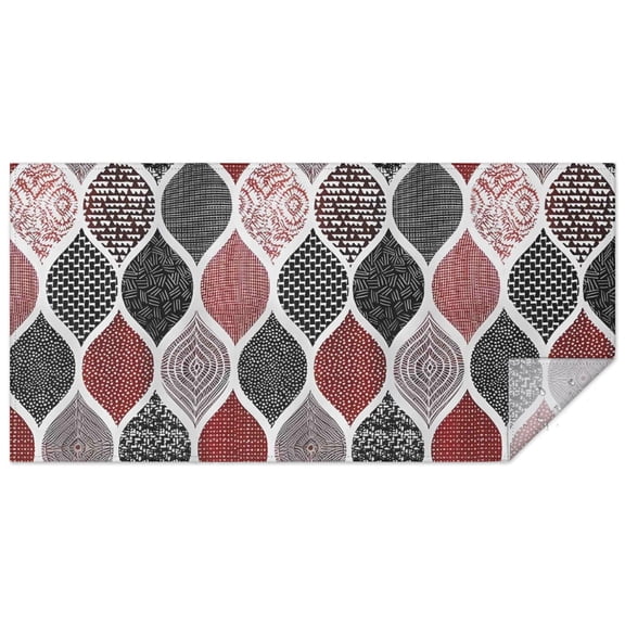 Red and Black Ethnic Geometric Pattern Rectangle Tablecloth 60"x120",Waterproof Polyester Rectangle Table Cloth, Wipeable Spillproof Polyester Tablecloth for Dining, Camping, Indoor and Outdoor