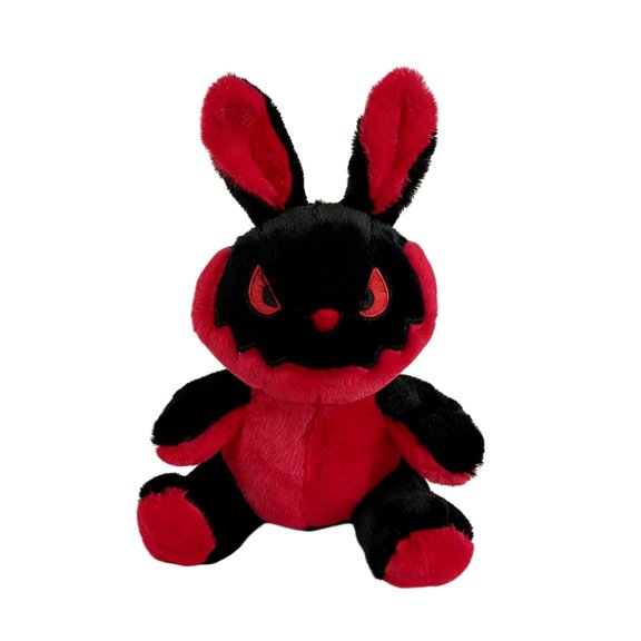Red Black Evil Bunny Stuffed Animal Cuddly Rabbit Plush Toy For Gifting And Comfort(Red-25cm)