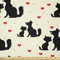 thumbnail image 1 of Red and Black Fabric by The Yard, Dog Cat Silhouettes Romantic Hearts Domestic Animals Pet Love, Stretch Knit Fabric for Clothing Sewing and Arts Crafts, 3 Yards, Beige Black, by Ambesonne, 1 of 1