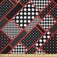 thumbnail image 1 of Red and Black Fabric by The Yard, Geometric Rectangle Frames Retro Patterns Polka Dots and Houndstooth, Stretch Knit Fabric for Clothing Sewing and Arts Crafts, 2 Yards, Scarlet White, by Ambesonne, 1 of 3