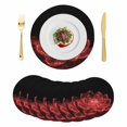 thumbnail image 1 of Red Black Floral Round 13 Inch Placemats Set of 8, Modern Minimalist Gradient Flowers HeatResistant Non Slip Place Mats for Dining Table, Wipeable Braided Kitchen Table Mats for Housewarming, 1 of 9