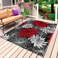 thumbnail image 1 of Red Black Flowers Outdoor Rug 5x7 Ft, Non Slip Washable Area Rug, Abstract Botanical Floral Textured Plant Patio Rugs Carpet Runner, Large Floor Mat for Indoor/Outdoor Deck Porch Camping, 1 of 8