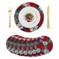 thumbnail image 1 of Red Black Flowers Round 13 Inch Placemats Set of 8, Abstract Botanical Floral Textured Plant HeatResistant Non Slip Place Mats for Dining Table, Wipeable Braided Kitchen Table Mats for Housewarming, 1 of 9