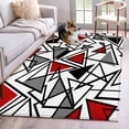 thumbnail image 1 of Red Black Geometric Area Rugs 2.7'x5', Washable Small Throw Rugs for Kitchen Bedroom, Abstract Art Modern Line Indoor Outdoor Rug Non-Slip Low Pile Carpet Runner Reversible Floor Mats, 1 of 8