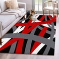 thumbnail image 1 of Red Black Geometric Area Rugs 4'x6', Washable Small Throw Rugs for Office Bathroom, Modern Art Abstract Grey Line Indoor Outdoor Rug Non-Slip Low Pile Carpet Runner Reversible Floor Mats, 1 of 8