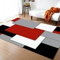 thumbnail image 1 of Red Black Geometric Area Rugs Indoor Non-Slip Rug, Abstract Color Block Red Black Gray Rug Floor Mats Home Decor Carpet For Entryway Living Room 3' x 4', 1 of 6