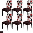 thumbnail image 1 of Red Black Geometric Dining Chair Cover Set of 6,Modern Abstract White Grey Color Stretch Chair Protectors Slipcover,Spandex Kitchen Chair Seat Back Cushion Slip Cover for Dining Room,Party,Hotel, 1 of 6