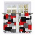 thumbnail image 1 of Red Black Geometric Kitchen Curtains 54 Inch Length, Modern Abstract Art Block Tiers Curtains for Bathroom Bedroom Cafe, Light Filtering Small Window Treatment Short Tiered Drapes 2 Panels 42"Wx54"L, 1 of 8