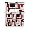 thumbnail image 1 of Red Black Geometric Kitchen Curtains Swag Valance and Tier Curtains Set 36 Inch Length, Farmhouse Minimalist Abstract Art Rod Pocket Drape Panels Pair Swag Curtains for Bathroom/Cafe/Window, 1 of 6