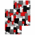 thumbnail image 1 of Red Black Geometric Kitchen Dish Towels for Drying Dishes Set of 2, Modern Abstract Art Block Waffle Weave Microfiber Hand Tea Bathroom Towels Quick Dry & Absorbent Towel 15.7x23.6, 1 of 7